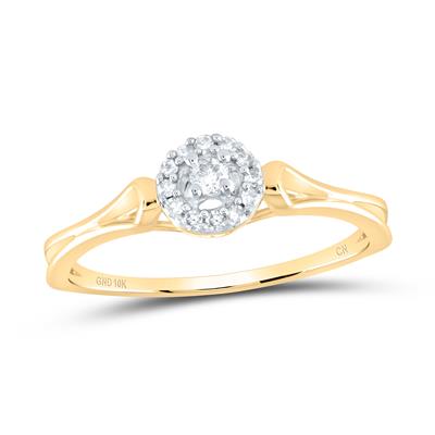 10k Yellow Gold / White Gold Round Diamond Solitaire Promise Ring 1/10 Cttw