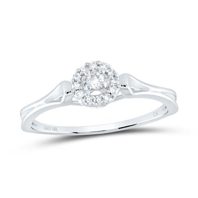 10k Yellow Gold / White Gold Round Diamond Solitaire Promise Ring 1/10 Cttw