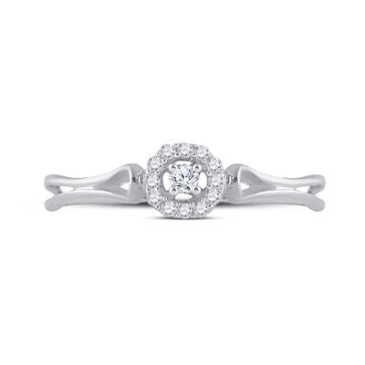 10k Yellow Gold / White Gold Round Diamond Solitaire Promise Ring 1/10 Cttw