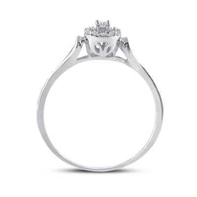 10k Yellow Gold / White Gold Round Diamond Solitaire Promise Ring 1/10 Cttw