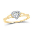 10k Yellow / White Gold Round Diamond Heart Promise Ring 1/8 Cttw