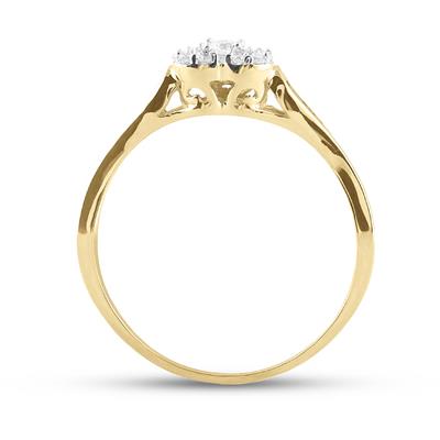 10k Yellow / White Gold Round Diamond Heart Promise Ring 1/8 Cttw