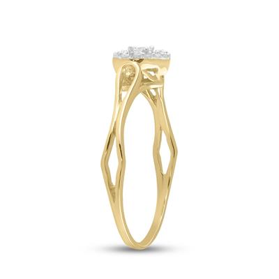 10k Yellow / White Gold Round Diamond Heart Promise Ring 1/8 Cttw