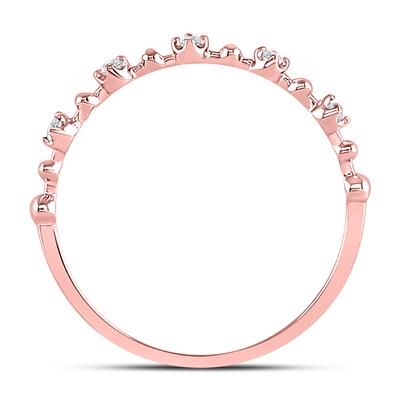 10k Rose Gold/ Yellow Gold/ White Gold Round Diamond Bead Dot Stackable Ring 1/20 Cttw