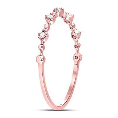 10k Rose Gold/ Yellow Gold/ White Gold Round Diamond Bead Dot Stackable Ring 1/20 Cttw