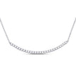 14k White Gold Round Diamond Curved Bar Necklace 3/4 Cttw