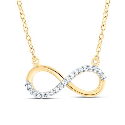 10k Yellow Gold Round Diamond Infinity Necklace 1/20 Cttw