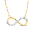 10k Yellow Gold Round Diamond Infinity Necklace 1/20 Cttw