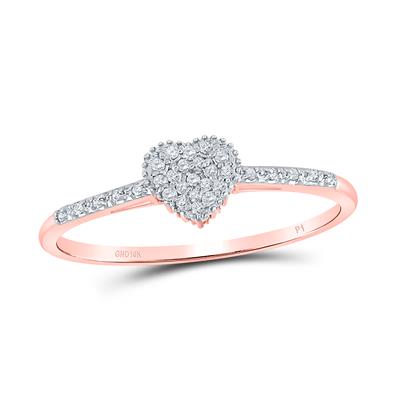 10k White Gold Round Diamond Slender Heart Ring 1/20 Cttw