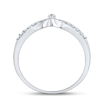 10k Yellow Gold Round Diamond Chevron Band Ring 1/8 Cttw