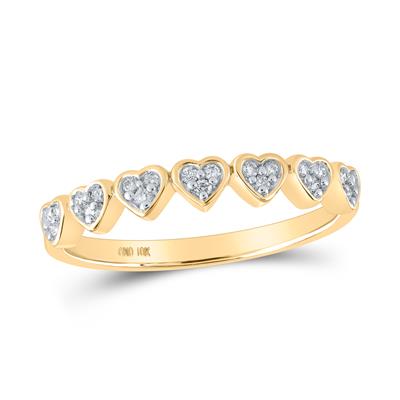 10k Yellow Gold Round Diamond Heart Ring 1/8 Cttw