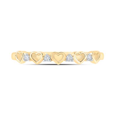 10k Yellow Gold Round Diamond Heart Ring 1/20 Cttw
