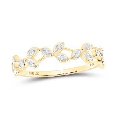 10k Yellow / White/Rose Gold Round Diamond Vine Stackable Band Ring 1/10 Cttw
