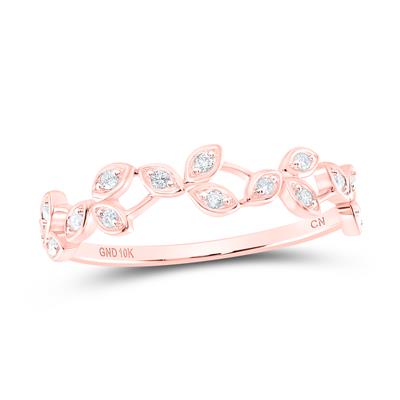 10k Yellow / White/Rose Gold Round Diamond Vine Stackable Band Ring 1/10 Cttw