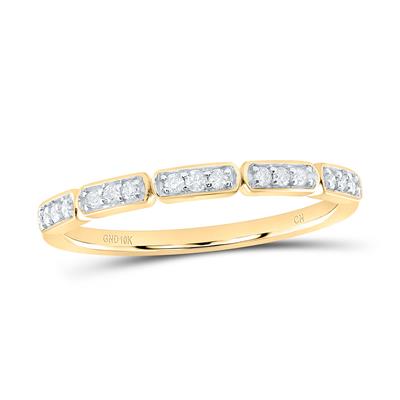 10k Yellow Gold Round Diamond Stackable Band Ring 1/8 Cttw