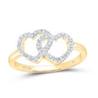 10k Yellow / Rose/ White Gold Round Diamond Double Heart Nicoles Dream Collection Ring 1/5 Cttw