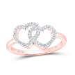10k Yellow / Rose/ White Gold Round Diamond Double Heart Nicoles Dream Collection Ring 1/5 Cttw