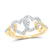 10k Yellow Gold Round Diamond Double Heart Ring 1/4 Cttw