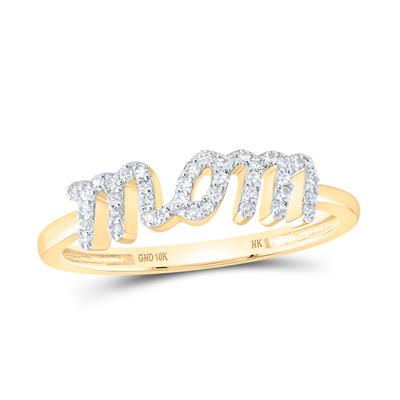 10k Yellow / White Gold Round Diamond Mom Nicoles Dream Collection Ring 1/6 Cttw
