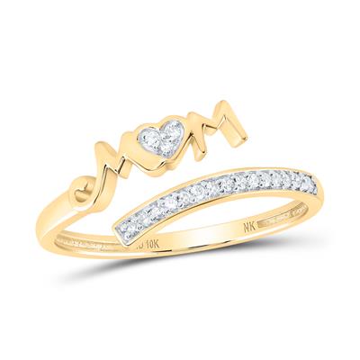 10k Yellow Gold Round Diamond Mom Nicoles Dream Collection Ring 1/12 Cttw