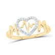10k Yellow Gold / White Gold/ Rose Gold Round Diamond Heartbeat Mom Nicoles Dream Collection Ring 1/10 Cttw