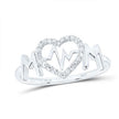 10k Yellow Gold / White Gold/ Rose Gold Round Diamond Heartbeat Mom Nicoles Dream Collection Ring 1/10 Cttw