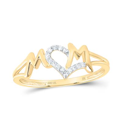 10k Yellow Gold/ Yellow Gold/ White Gold Round Diamond Mom Nicoles Dream Collection Ring 1/12 Cttw