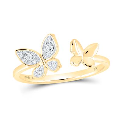 10k Yellow Gold / White Gold Round Diamond Butterfly Ring .03 Cttw