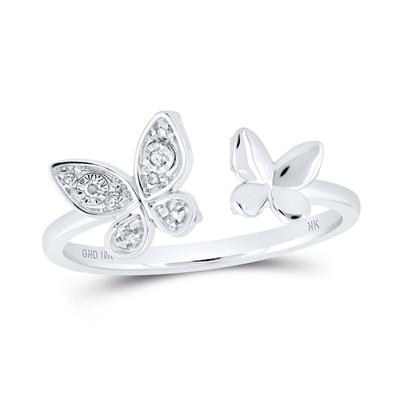 10k Yellow Gold / White Gold Round Diamond Butterfly Ring .03 Cttw